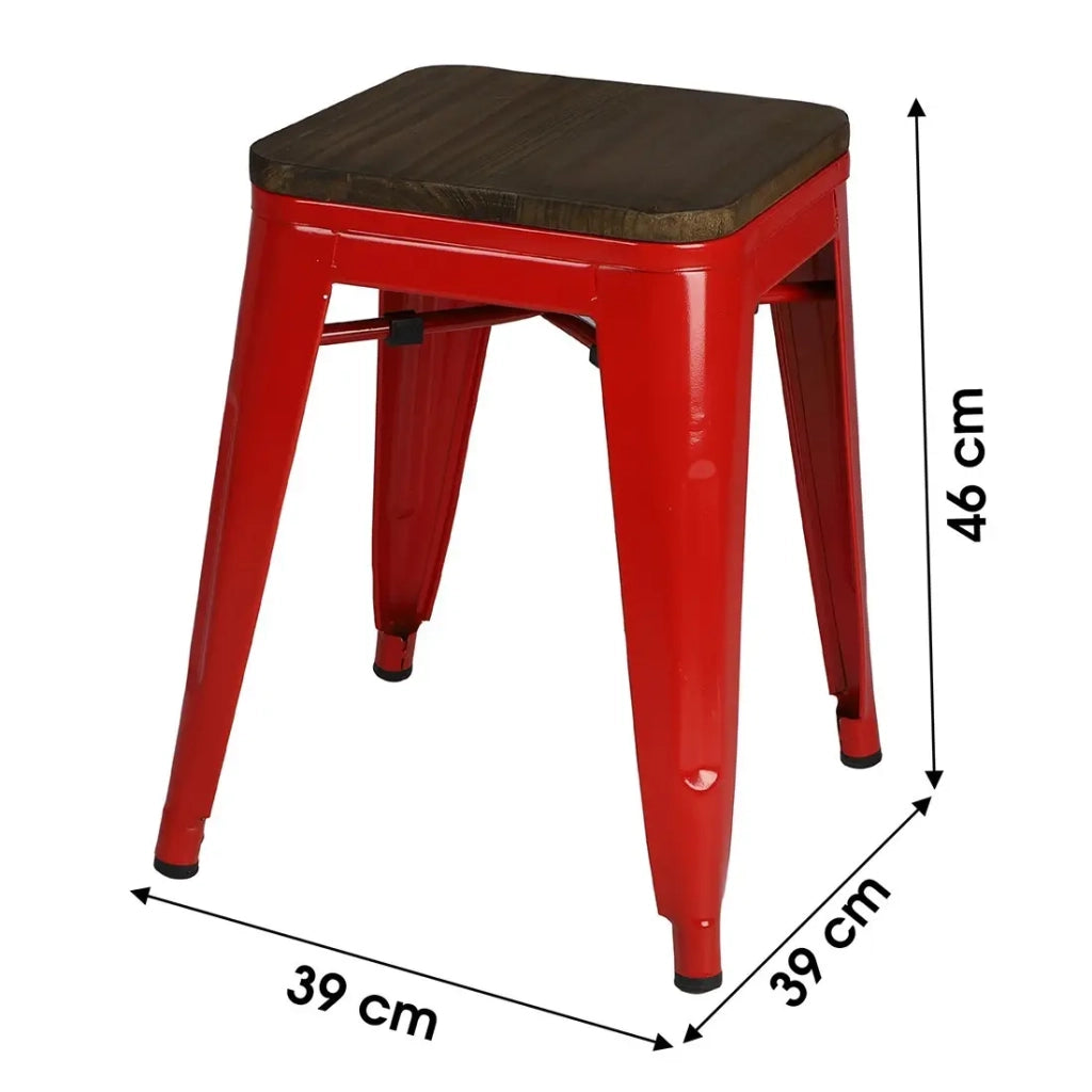 Set di 4 sgabelli in stile industriale in metallo, colore rosso - Collezione FACTORY.