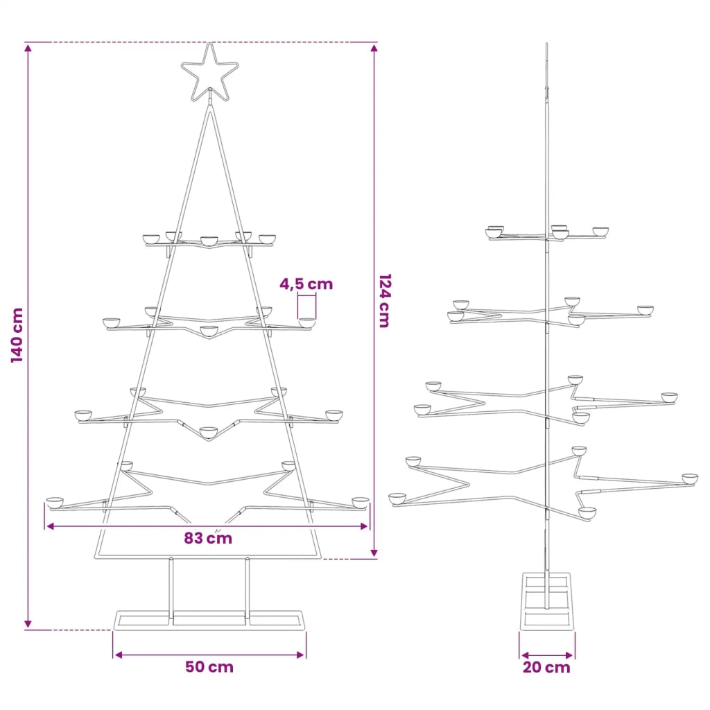 Albero di Natale Decorativo in Metallo Nero 140 cm 4018964