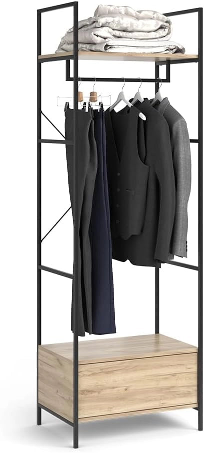 Armadio Enya, Legno, 60 x 180 cm con cassetto, per la conservazione di abbigliamento e accessori