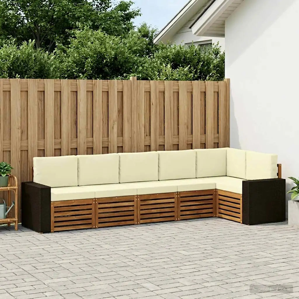 Set divano sezionale con cuscino 6 pcs Naturale e Crema 3384421