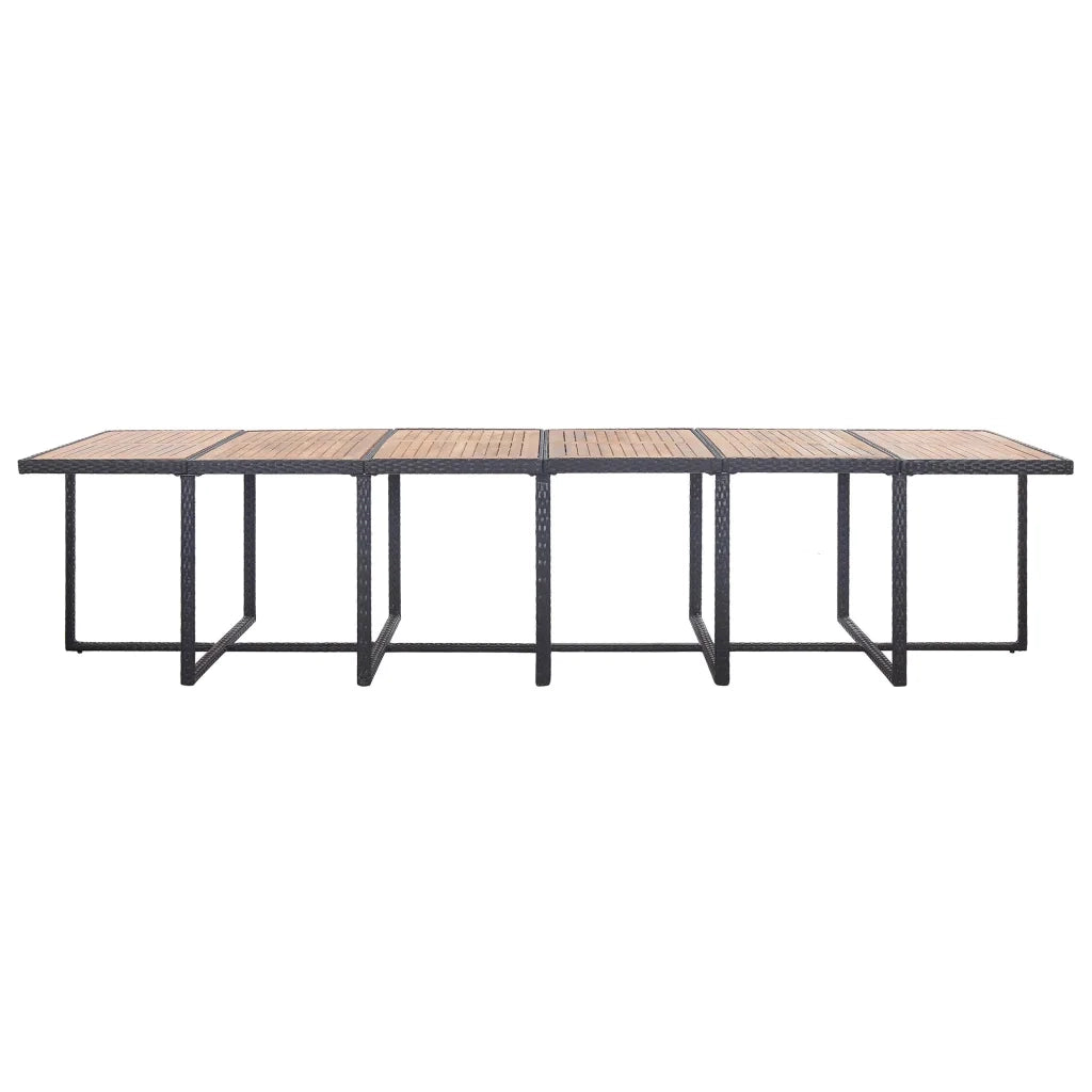 Set da Pranzo da Giardino 17 pz con Cuscini in Polyrattan Nero