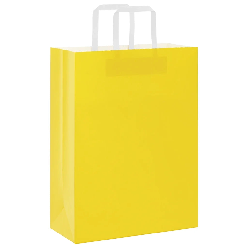 vidaXL Sacchetti di Carta 50 pz con Manici Gialli 26x12x35 cm