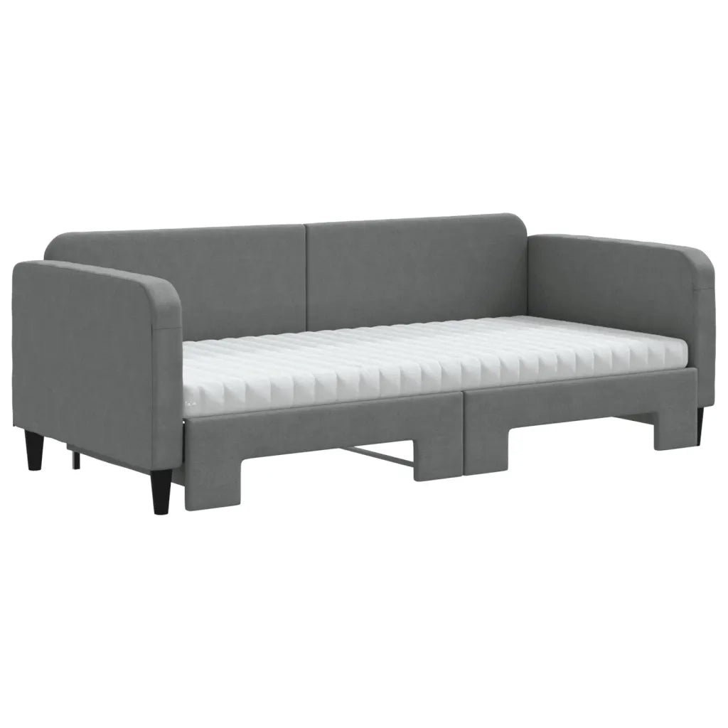 Divano Letto Estraibile Materassi Grigio Scuro 90x200cm Tessuto 3196835