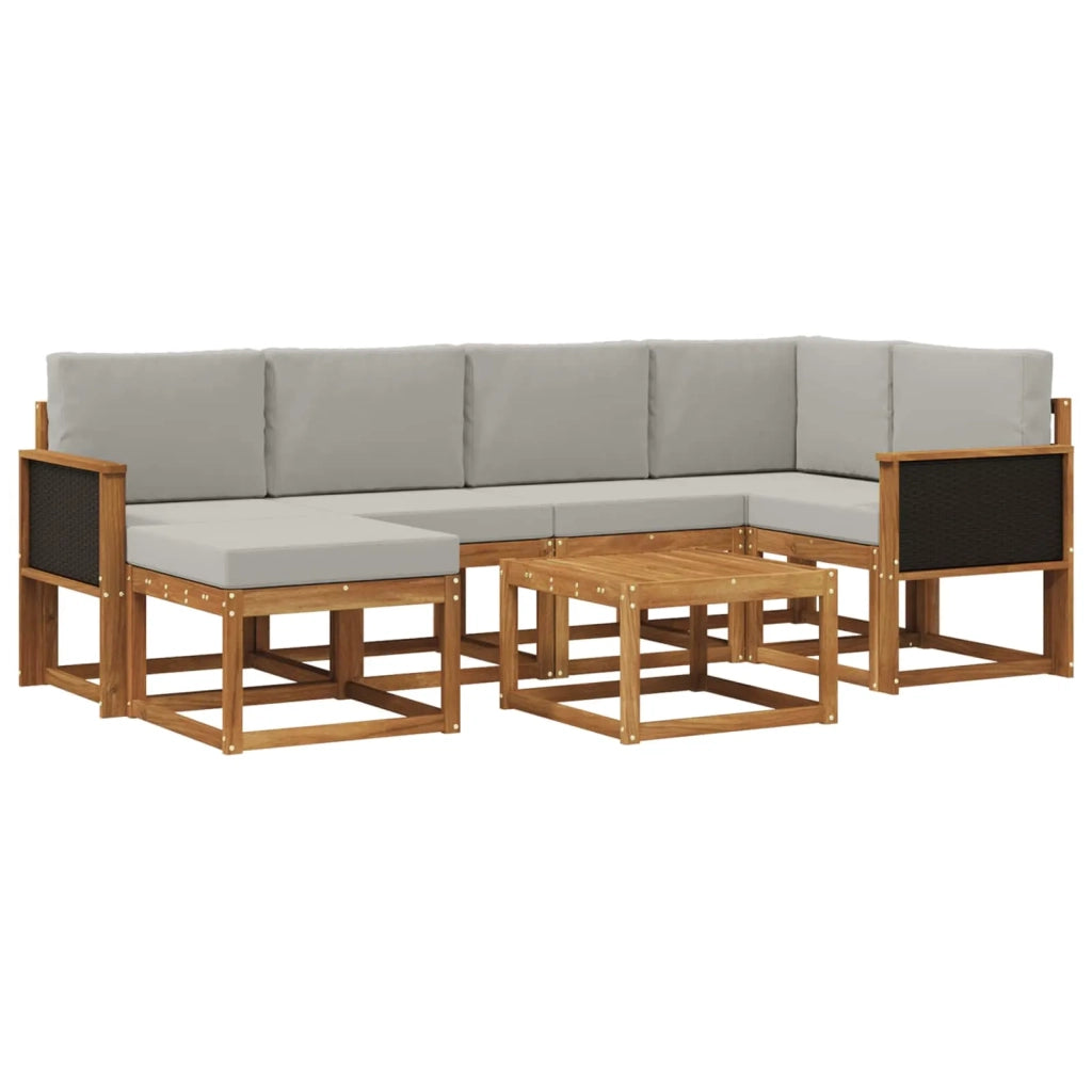 Set di divani da esterno 7 pz Naturale e Grigio Chiaro 3385362