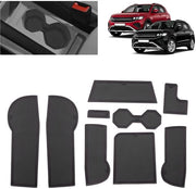 Antislipmatte per VW T-Cross (2018-2025) | Matrice in gomma originale per console centrale, contenitori per bicchieri e spaziature porta-finestre | Adatta per VW T-Cross Life Style R-Line Goal (nero)