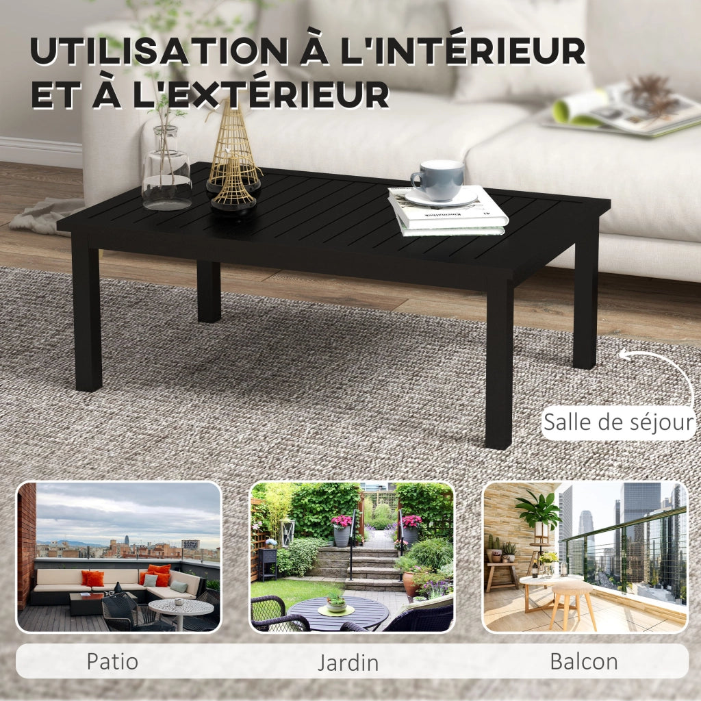 Tavolino rettangolare in alluminio per interno ed esterno ¨C zephmum ¨C nero 100x60x37 cm
