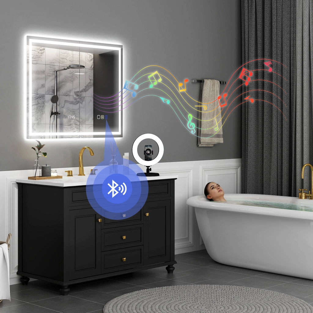 Specchio da Bagno LED con Luce Regolabile ¨C Zephmum ¨C 80x100 cm Antracite