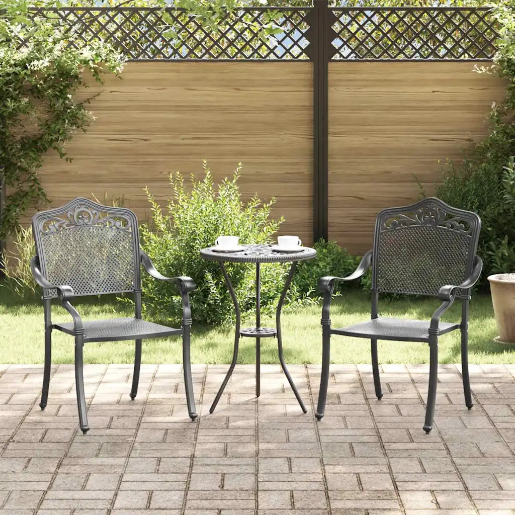 Sedia da Giardino 2 pz | Sedie da Esterno Nero 55 x 55 x 92,5cm Alluminio
