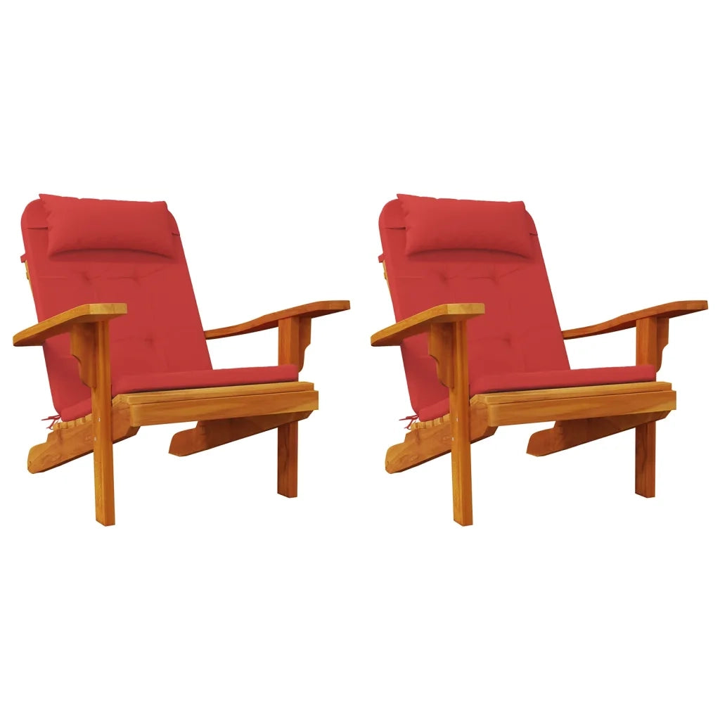 Cuscini per Sedia Adirondack 2 pz Rosso in Tessuto Oxford