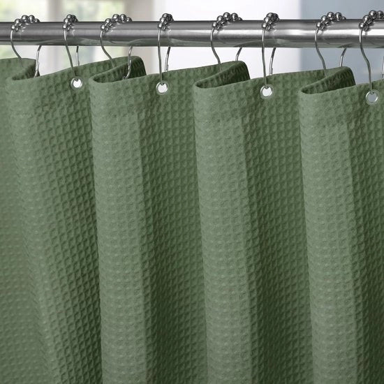 Douchegordino Sottile 92 x 182 cm con Anelli di Douchegordino in Metallo Tela Badgordino Antimuffa Tela Badgordino Impermeabile Tela Badkamergordino - Verde
