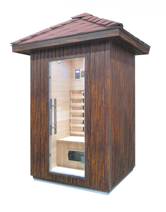Sauna infrarossi da esterno con tegole canadesi, full optional 120x120x250cm Relpunt Nasha