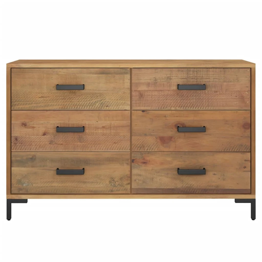 Credenza buffet cassettiera mobile contenitore organizer cucina soggiorno soggiorno 110 x 35 x 70 cm legno di pino massiccio marrone 02_0035715