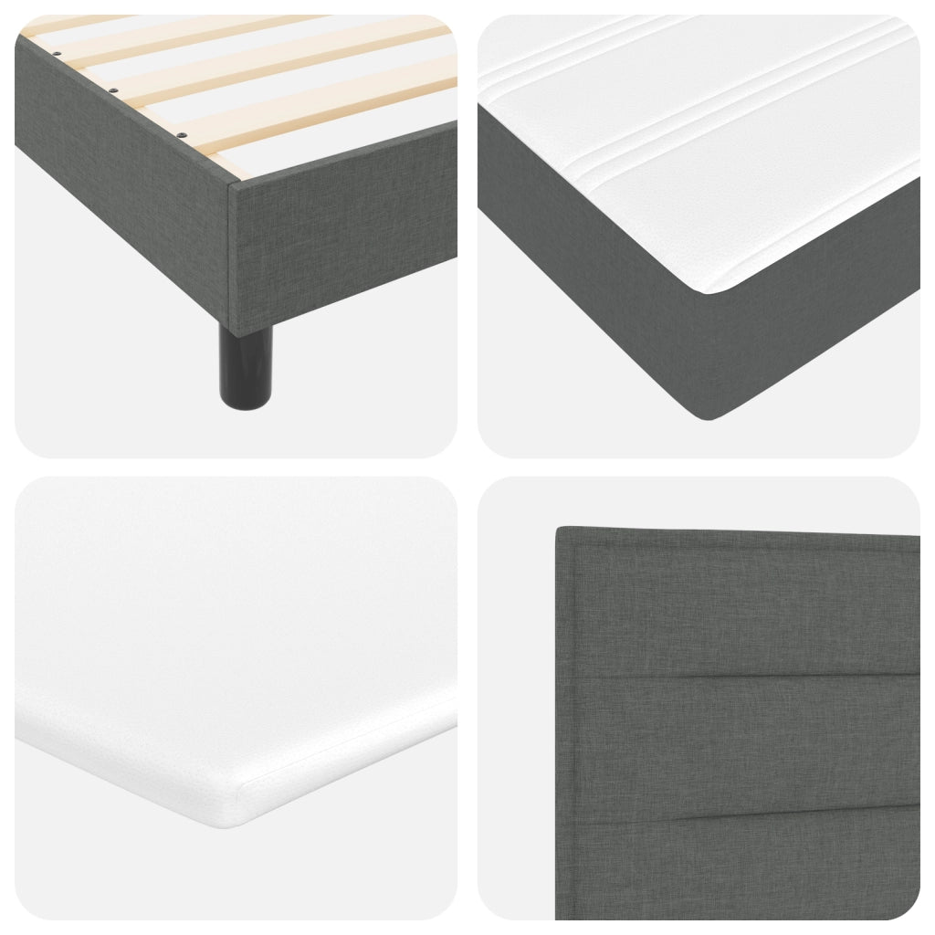 Letto a Box con Materasso, Grigio Scuro, 140x190 cm, Tessuto