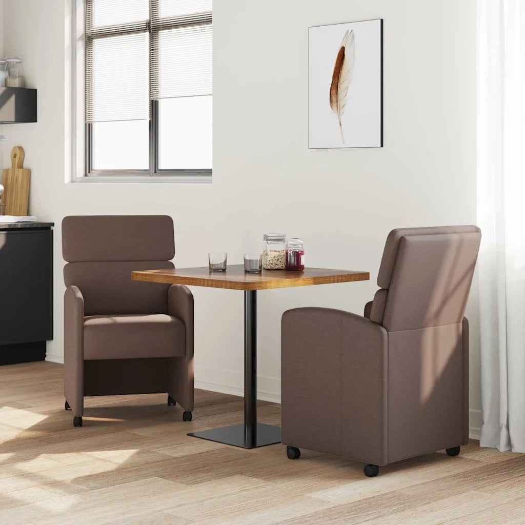 Sedie da Pranzo con Ruote 2 pcs Marrone 58 x 65 x 98 cm 42017885