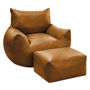 Poltrona pouf ergonomica con schiuma ad alta densità e base antiscivolo in tessuto tecnico marrone