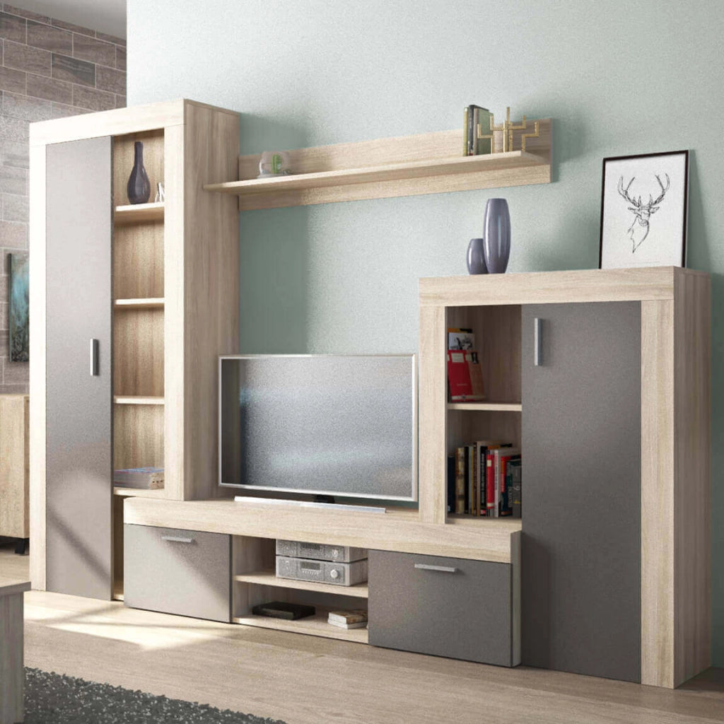 Parete Attrezzata per Soggiorno in Legno Composito cm 259x40x180 - ALTON