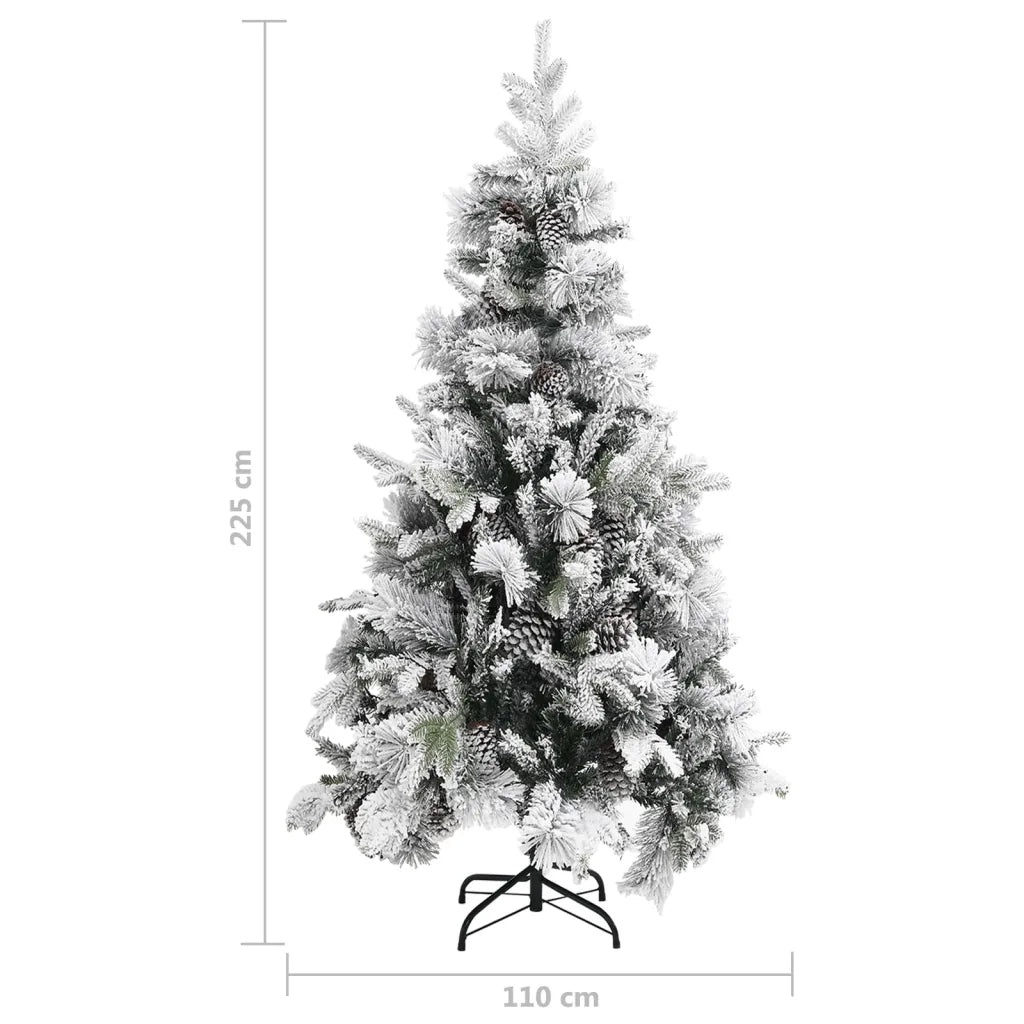 Albero di Natale con Neve Floccata e Pigne 225 cm PVC e PE 340532