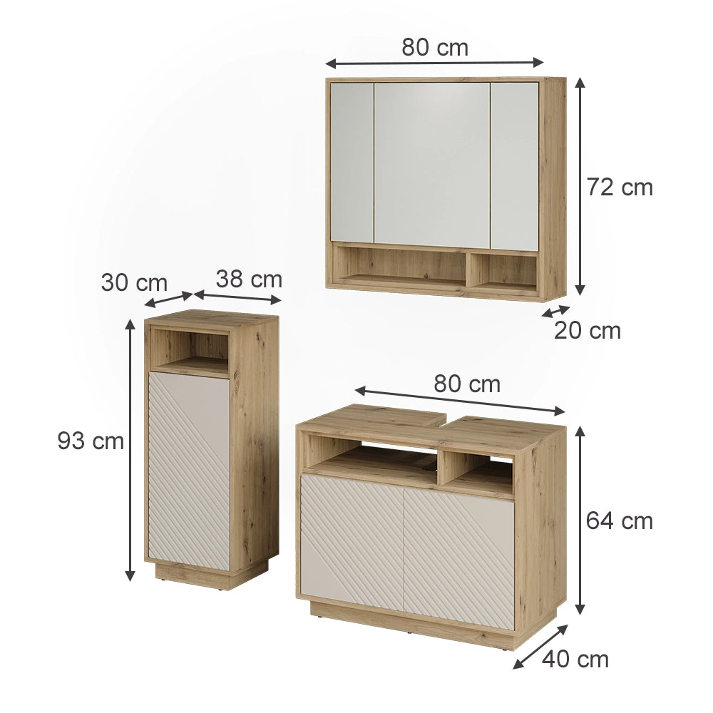 Set mobili bagno Beatrice Cachemire/Rovere artigianale Vicco