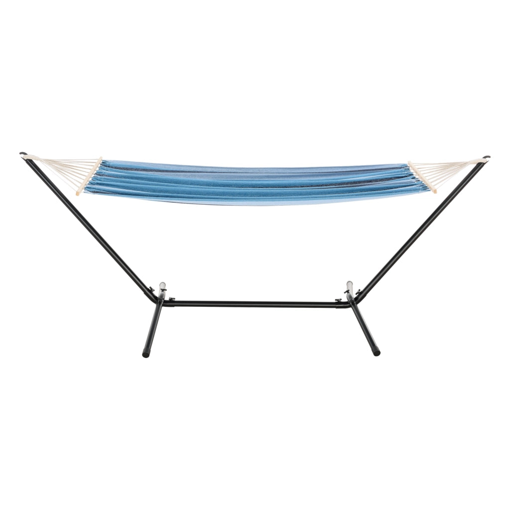 Amaca con Supporto in Acciaio con Telo 200 x 100 cm a Strisce Blu [en.casa]