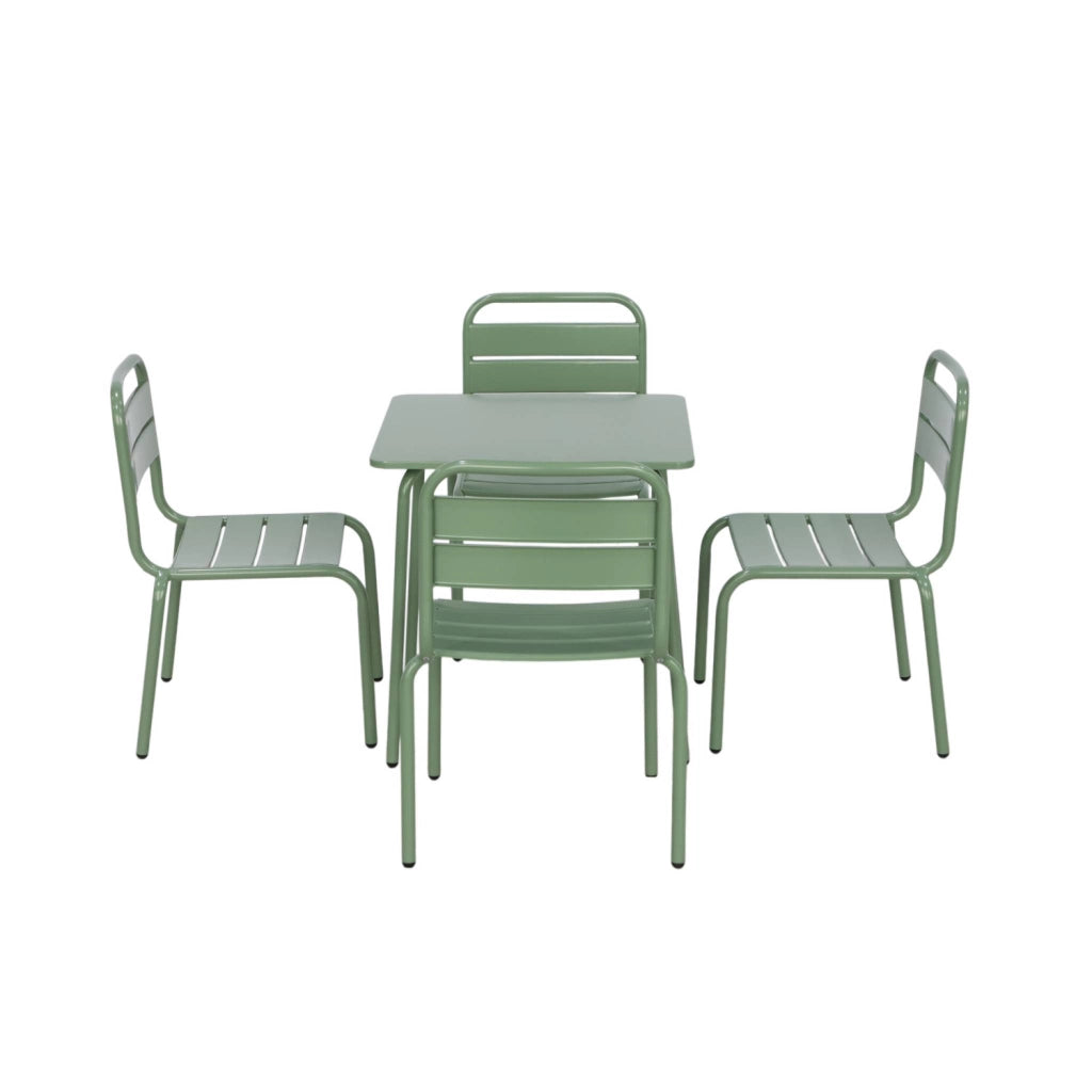 Set tavolo da giardino per bambini in metallo con 4 sedie, verde