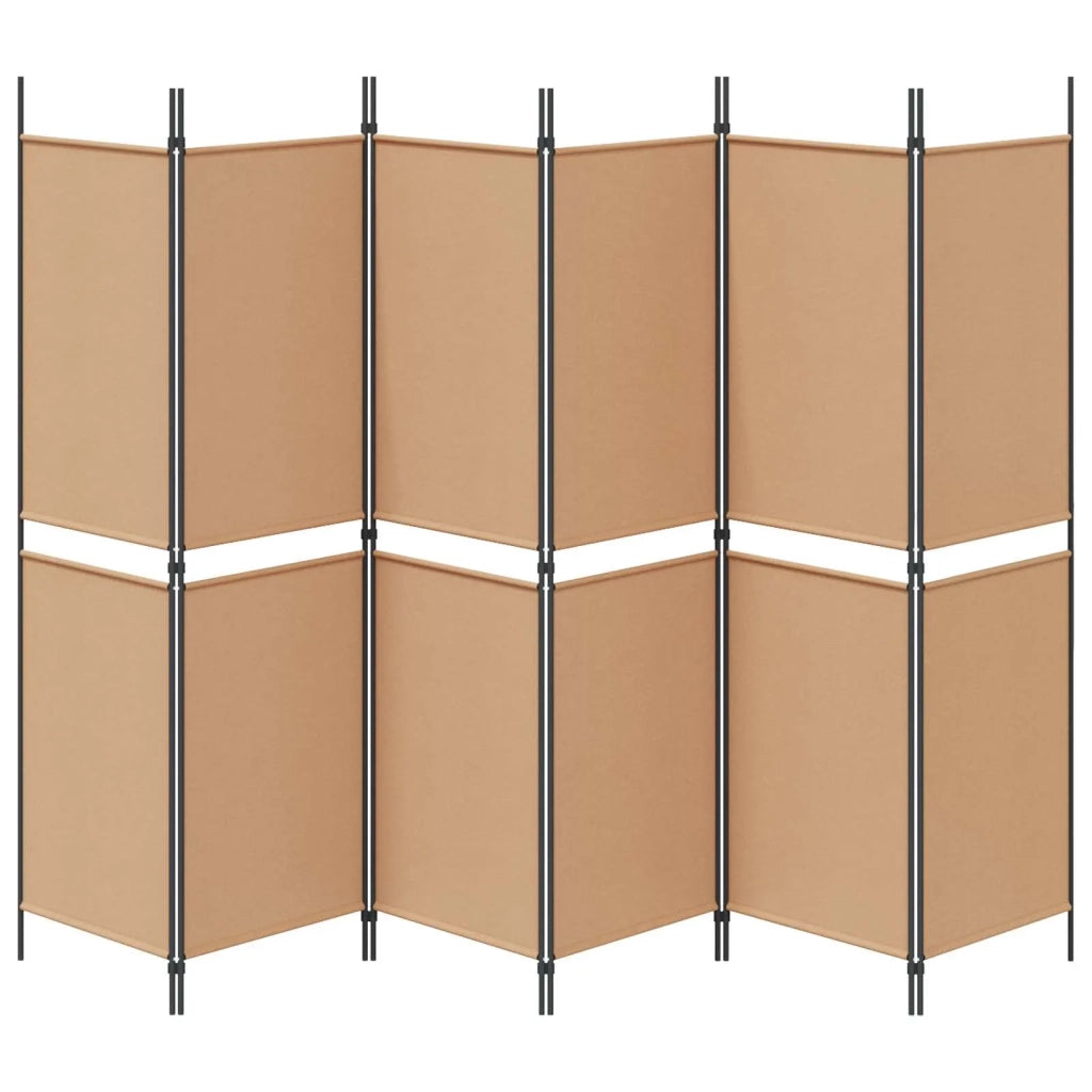 Divisore per Stanza a 6 Pannelli Beige 300 x 180 cm Tessuto 42039218