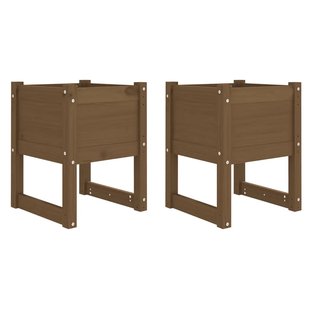 2 pz Fioriere | Cassetta per fiori | Vaso Ambra 40x40x52,5 cm in Legno Massello di Pino