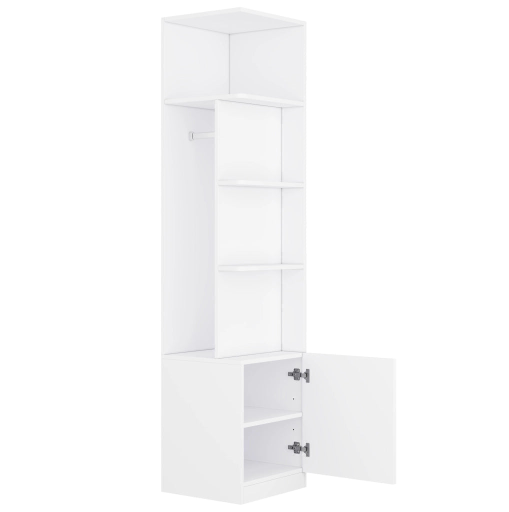 Armadio guardaroba bianco 200 x 135 x 45 cm con 2 aste e 2 cassetti