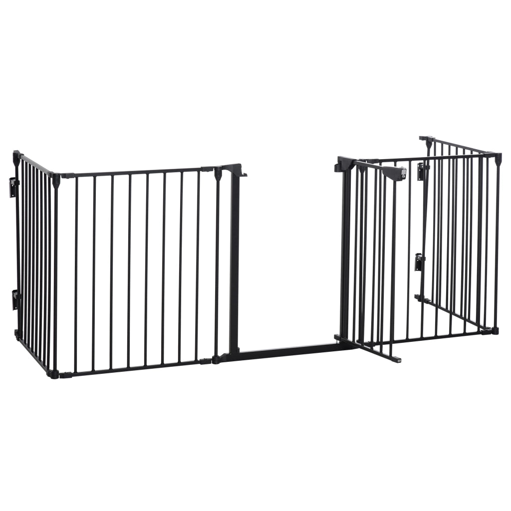 Recinto Sicurezza Cane Modulabile Pieghevole Porta Integrata ¨C Zephmum ¨C Nero Metallo PP 300x74.5cm