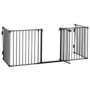 Recinto Sicurezza Cane Modulabile Pieghevole Porta Integrata ¨C Zephmum ¨C Nero Metallo PP 300x74.5cm
