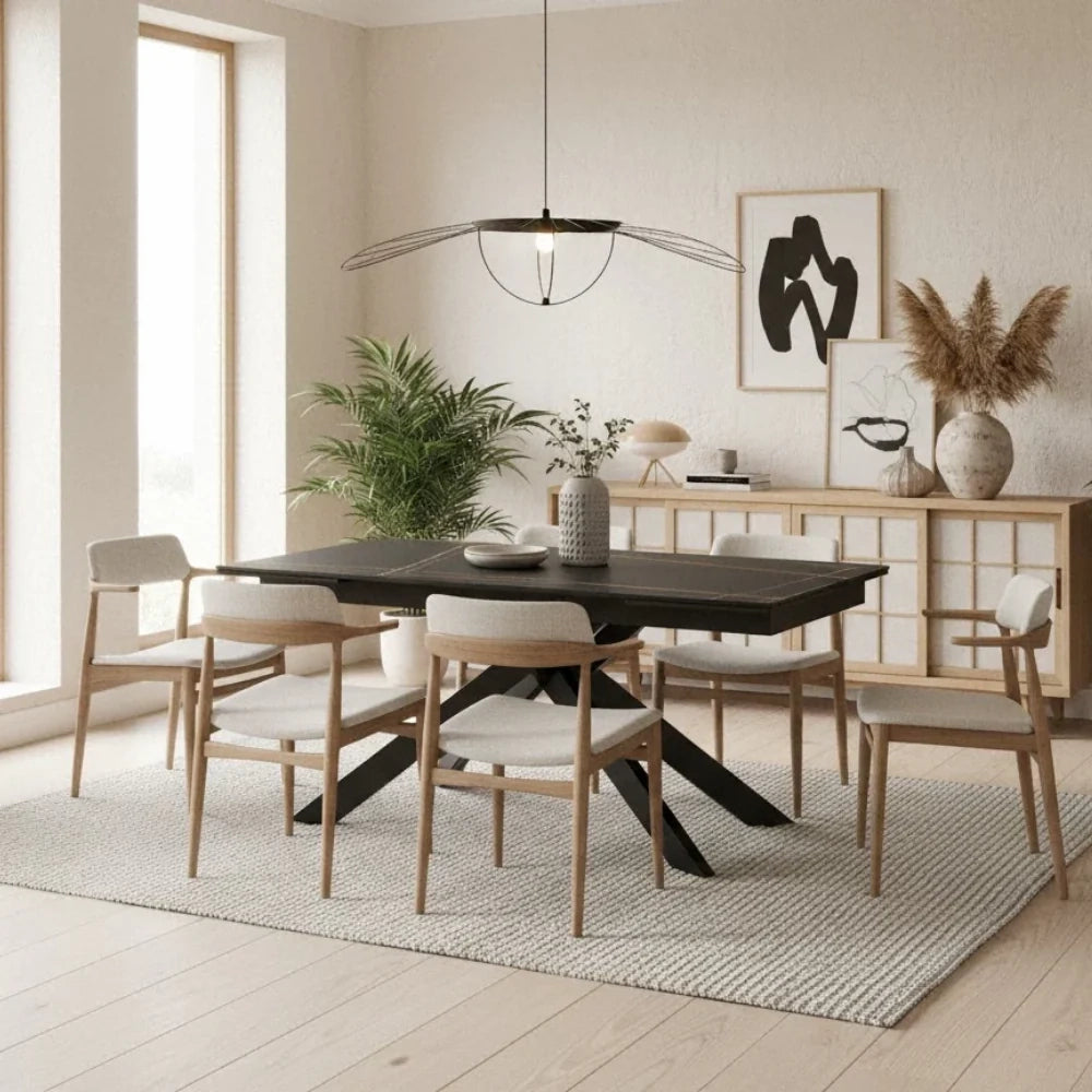 Tavolo da pranzo allungabile in ceramica effetto marmo nero Nexus 140-200x80 cm fino a 8 posti | Duzzle