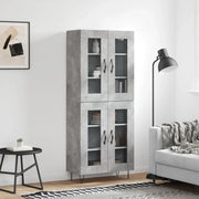 Credenza-Buffet-Armadio da cucina Grigio Cemento 69,5x34x180 cm in Legno Multistrato 102887