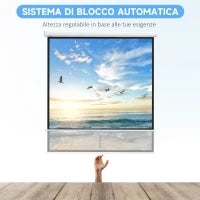 Telo per Proiettore 85" Rapporto 1:1, Fissaggio a Muro e Soffitto per Casa e Ufficio, Bianco