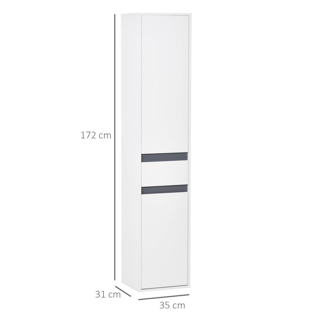 Colonna bagno salvaspazio ¨C Xylo ¨C bianco con 2 ante, 3 ripiani e cassetto