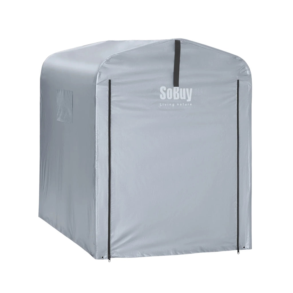 Sobuy Tela di ricambio per Garage Auto per Esterno, Tenda per Bicicletta, Casetta da Giardino, Box Moto Impermeabile, Tendone per Auto, Moto e Attrezzi, Argento, 120x176x163 cm, SDA11-SIL