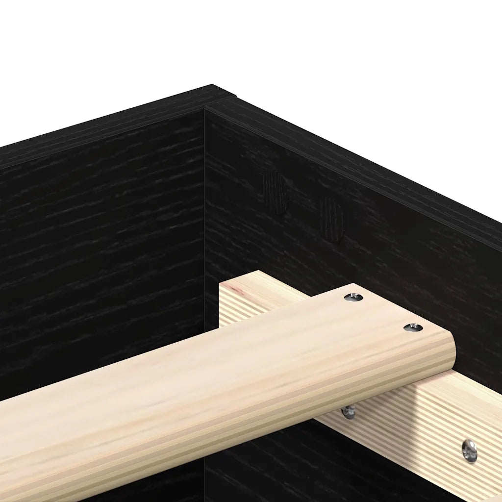 Struttura del letto-Giroletto Rovere Nero 203 x 183 x 25 cm