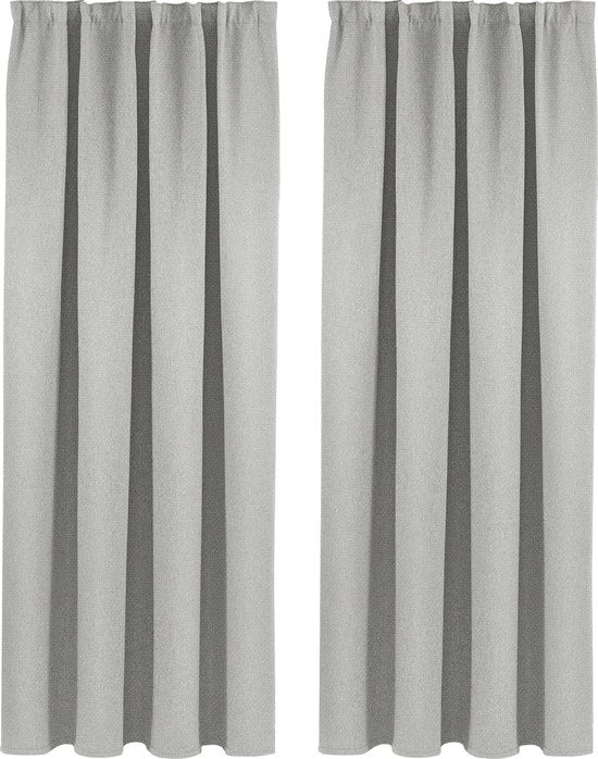 Tende a Velo - 2 pezzi - Lino - 100% Poliestere - Tendina/Tenda/Vetrata - Oscurante & Termoisolante - Grigio chiaro - 135x225cm