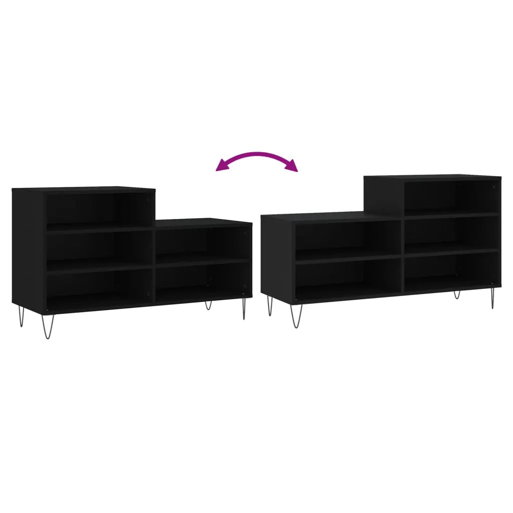 Scarpiera-Scaffale per scarpe Nera 102x36x60 cm in Legno Multistrato 492778