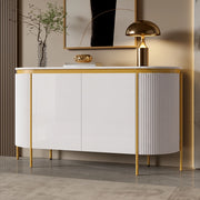 Sideboard 140x38x80 cm con 4 ante e passacavi in MDF bianco