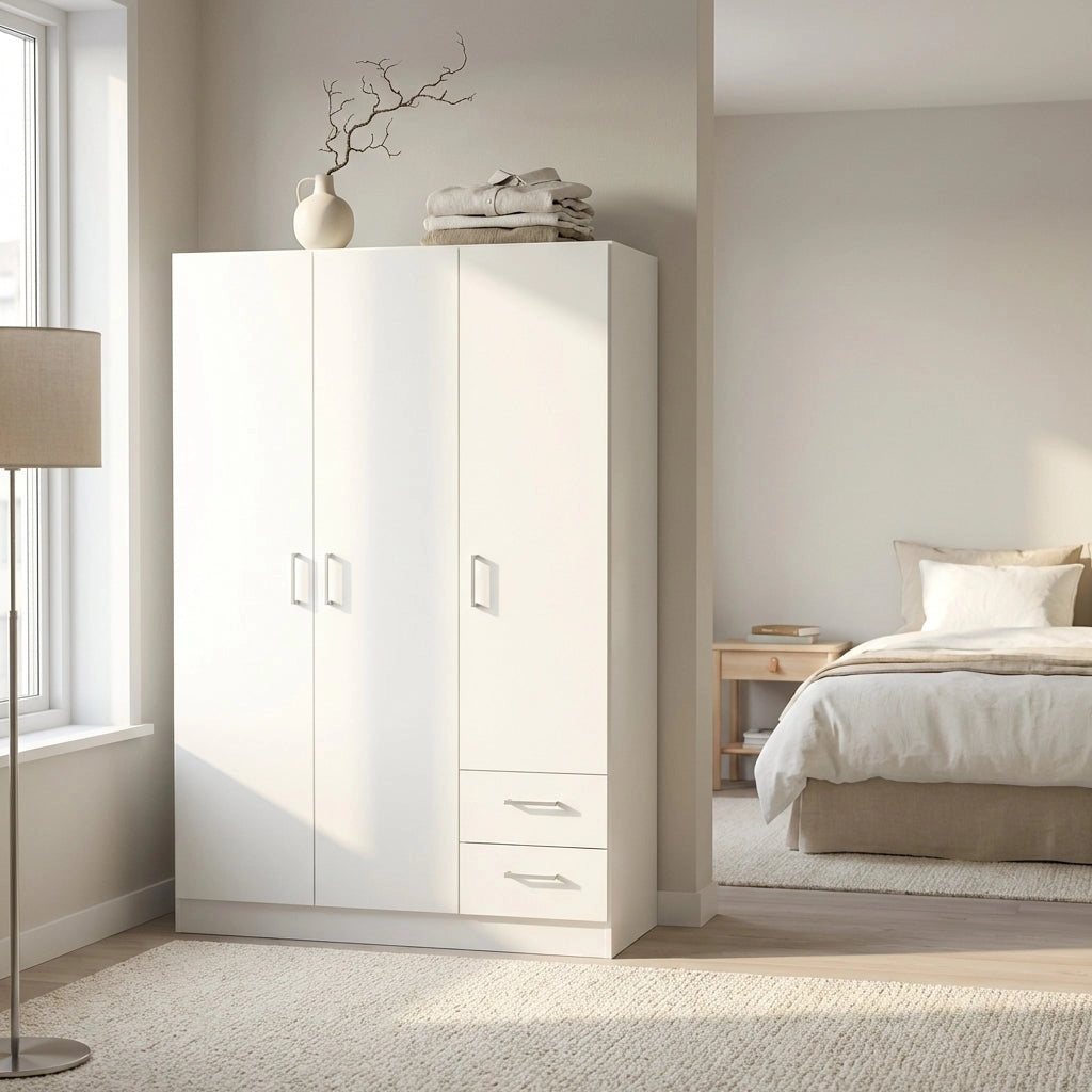 Armadio con 3 ante 2 cassetti in Legno Composito cm 120x52x190 - JOEY