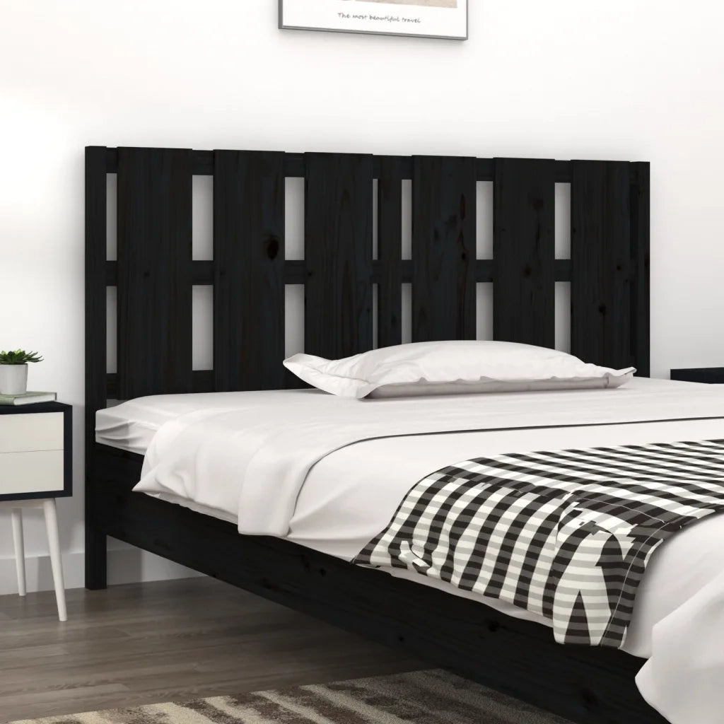 Testiera | Testata per Letto Nera 155,5x4x100cm in Legno Massello di Pino