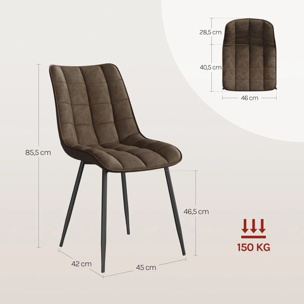 Sedie da Pranzo con Schienale senza Braccioli Sgabello in Ecopelle per Cucina Marrone BH207br-2