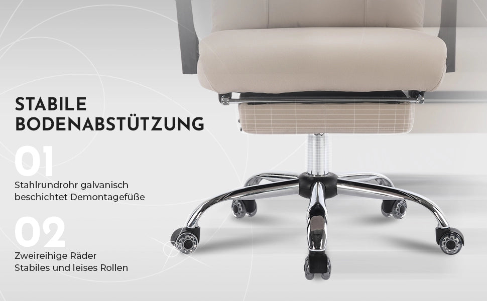 SEDIA UFFICIO ergonomica con supporto lombare regolabile, tessuto beige
