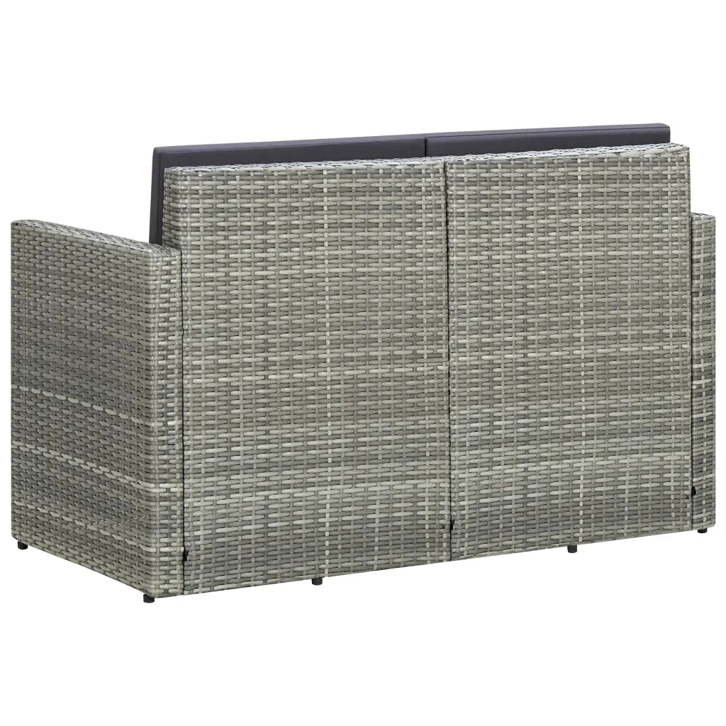 Divano da Giardino a 2 Posti con Cuscini Grigio in Polyrattan cod mxl 77259