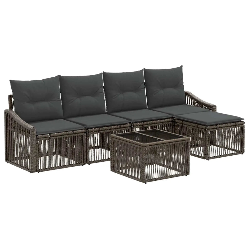 Set Divano da Giardino 6 pcs Grigio polyrattan