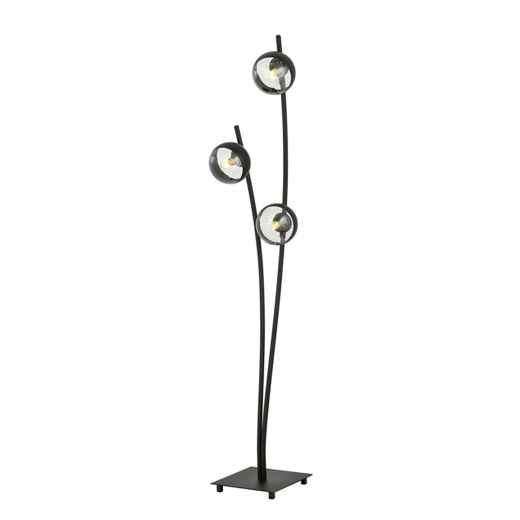 Piantana Contemporaneo Oceano Acciaio Nero Trasparente 3 Luci E14 Ip20