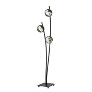 Piantana Contemporaneo Oceano Acciaio Nero Trasparente 3 Luci E14 Ip20