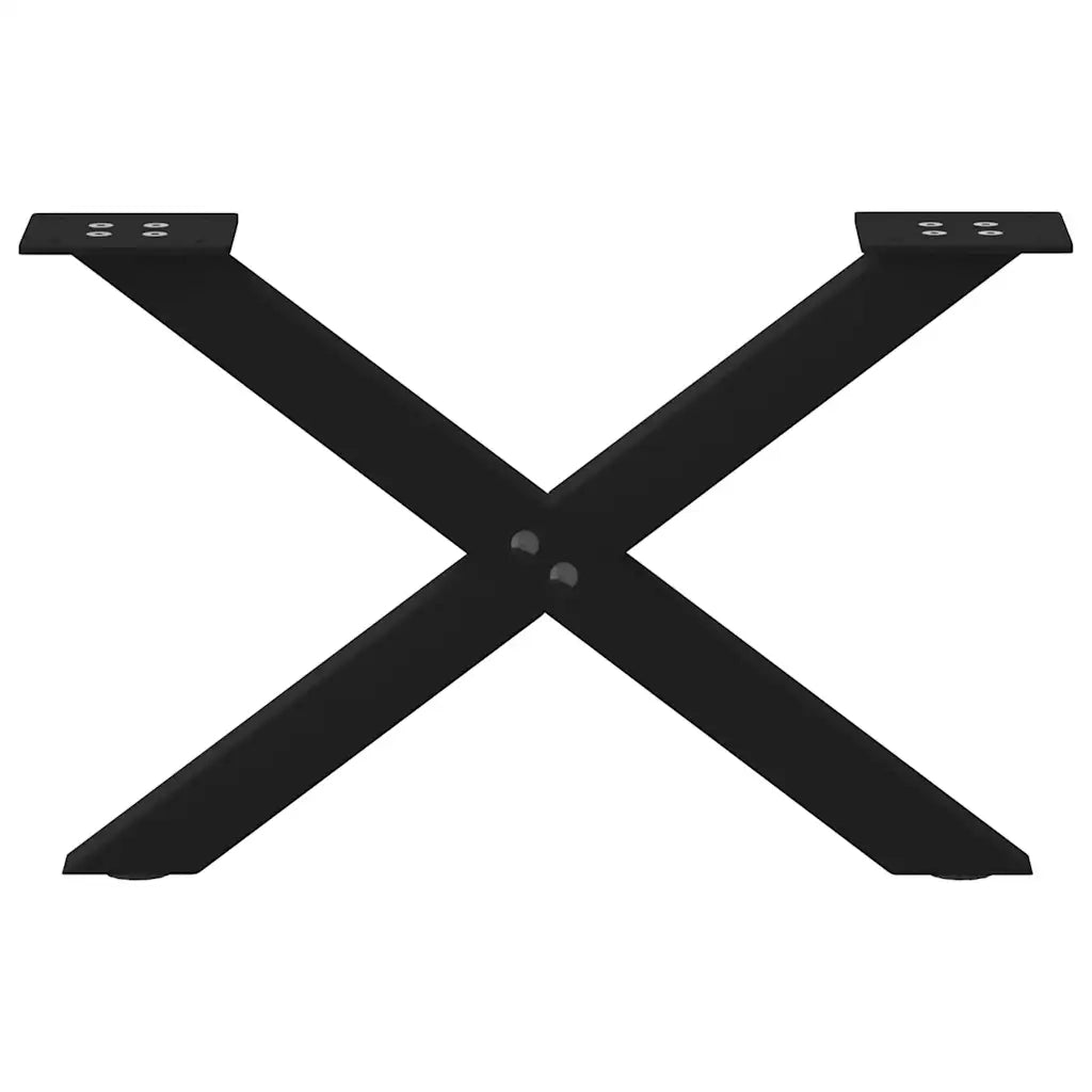 Gambe per Tavolino da Caffè a X 2 pz Nere 50x(30-31) cm Acciaio 4012876