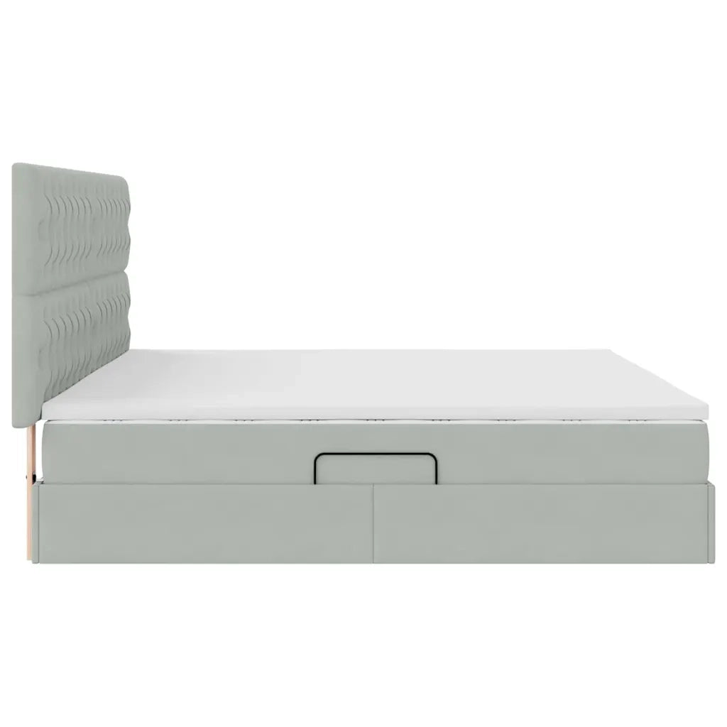 Letto con contenitore e materasso Grigio chiaro 200 x 200 cm