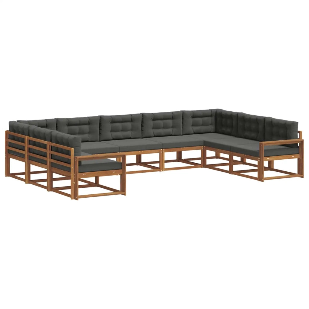 Set di divani da esterno con cuscino 9 pcs Naturale e Antracite 3368175