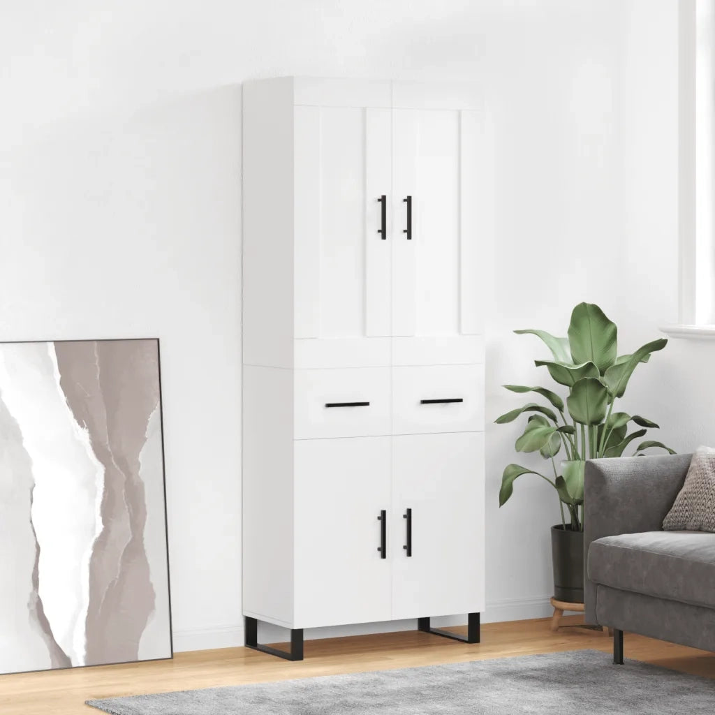 Credenza | Madia | Buffet da pranzo | Armadio da pranzo Bianca 69,5x34x180 cm in Legno Multistrato